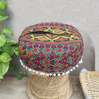 INDIAN CRAFT CASTLE ICC Floor Pillows & Cushion Covers Decorative Hippie Mandala Pouf Pillow Covers Seating Meditation Cushion Cover Large Boho Ottoman Case Pillowcase Couch New Blue, 16" Round