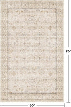 Ivory 5x8 Area Rug for Bedroom, Home Office, Washable Non Slip Dinning Rugs for Under Table, Soft Low Pile Neutral Farmhouse Boho Living Room Décor