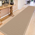 12ft Natural Jute Hallway Runner Rug Non Slip Washable, Rubber Backed Long Khaki Indoor Entryway Runner, Absorbent Kitchen Carpet Sink Rug