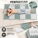 bemaxx Gym Mats Set - 18 pcs EVA Interlocking Foam Floor Tiles (12.6"x12.6"x0.4") 18sqft Protective Gym Flooring Sports Home Workout Exercise Mats Puzzle Garage Fitness Play-Room Pool Treadmill Bike