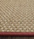 SAFAVIEH Natural Fiber Collection Runner Rug - 2'6" x 6', Natural & Red, Seagrass, Basketweave Pattern with Border (NF114D)
