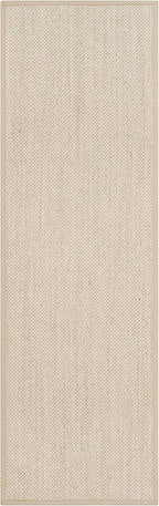 SAFAVIEH Natural Fiber Collection Runner Rug - 2'6" x 22', Marble & Linen Color, Sisal, Woven Design with Border (NF143B)