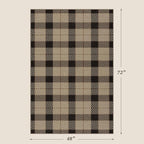 Easy Jute Neutral 4x6 Rugs for Large Entryway, Buffalo Plaid Outdoor Mat for Front Porch, Washable Rugs for Indoor Outdoor Area, Bedroom Bedside, Small Living Room, Non Slip Black and Brown Décor