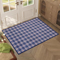 GarveeHome Checkered Rugs 2x3, Machine Washable Entryway Rug with Non Slip Backing, Stain Resistant Low-Pile Doormat for Indoor Outdoor Hallways Kitchen Bathroom Bedroom Blue