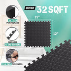 Yes4All Interlocking Exercise Foam Mats with Border – Interlocking Floor Mats for Gym Equipment – Eva Interlocking Floor Tiles - 36 Square Feet (36 Tiles) - Black