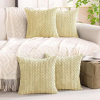 Set of 4 Pale Yellow Decorative Throw Pillow Covers 24x24 Inch Corduroy Pillow Covers for Bed Couch Sofa Living Room Soft Square Cushion Cases