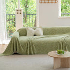 ROOMLIFE Green Sofa Cover, Extra Large Boho Couch Cover Sofa Covers for 3 Cushion Couch, Soft Chenille Sofa Cover for Dog, Washable Furniture Sofa Protector Cover Blanket with Tassel 71 '' X 150''