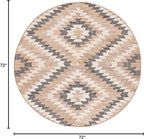SAFAVIEH Natural Fiber Collection Area Rug - 6' Round, Natural & Black, Handmade Boho Southwestern Fringe Jute, Ideal for High Traffic Areas in Living Room, Bedroom (NFB401A)