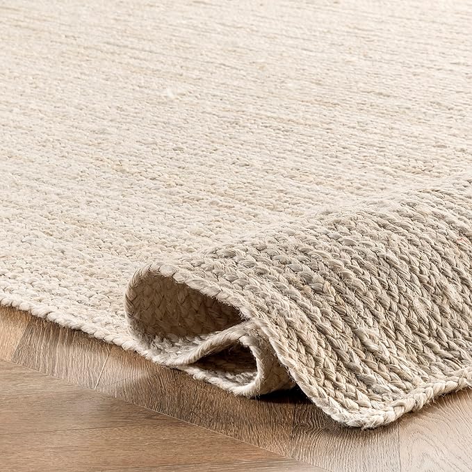 nuLOOM Oval 2x4 Rigo Jute Hand Woven Area Rug, Off White, Solid Farmhouse Design, Natural Fiber, For Bedroom, Living Room, Dining Room, Hallway, Office, Kitchen, Entryway