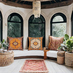 Jartinle Persian Medallion Throw Pillow Covers 18x18 Set of 4 Retro Boho Floral Ethnic Pillow Covers for Outdoor Sofa Couch Hippie Home Decor