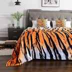 WIBUE Tiger Throw Blanket 80"x60" with 2 Pcs Pillow Covers 18"x18", Decor Fleece Blanket for Women Men, Fuzzy Soft Cozy Warm Plush Gifts Blankets for Bed Sofa Couch Chair Living Room Bedroom