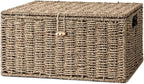 StorageWorks Seagrass Wicker Baskets for Organizing, Large Wicker Basket with Lid, Decorative Basket with Built-in Handles, Storage Baskets for Shelves, 1 Pack