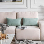 Home Brilliant Rectangle Throw Pillow Covers 12x20 Set of 2 Solid Striped Velvet Oblong Throw Pillows for Couch Chair Winter Decor, 12 x 20 inch, Iceburg Green