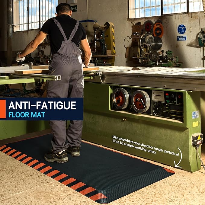 FEATOL Anti Fatigue Mat Industrial, Ergonomic Standing Floor Mat for Work for Stand -Safety Support for Leg & Back Pain(Orange Border, 20" x 39", 2PC)