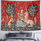 FEASRT Medieval Princess Tapestry - European Royal Tapestry The Maiden and The Unicorn - 80x60 inch for Bedroom, Living Room, Dorm Decoration
