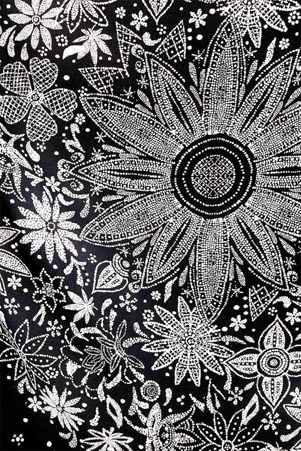 Neasow Bohemian Tapestry Wall Hanging, Black and White Floral Tapestry with Dotted Daisy Medallion Print Bedroom Boho Hippie Home Decor 36×48 inch