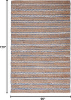 SAFAVIEH Area Rug 8x10 - Natural Fiber Collection - Large - Blue & Natural, Handmade Jute & Cotton Flat Weave, Stripe Pattern, Ideal for Living Room, Bedroom, Dining Space (NFB655M)