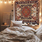 Apdidl Boho Hippie Wall Tapestry for Bedroom Aesthetic, Mandala Indian Bohemian Tapestries Art Decor, Vintage Orange Floral Cool Vertical Wall Hanging for Living Room Dorm 60"X79"