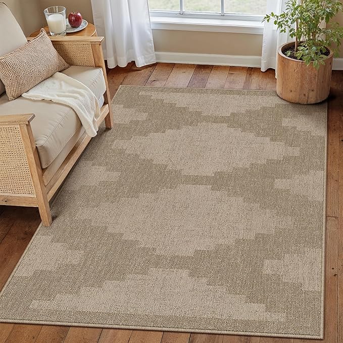 3x5 Easy Jute Outdoor Patio Rug Washable Brown Neutral Entrance Area Rug for Living Room Lightweight Non Slip No Sheding Doormat Entryway Farmhouse Bedroom Backyard Kitchen Deck