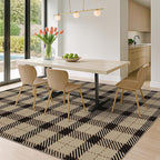 Neutral Easy Jute Rug 9x12 for Living Room, Large Indoor Outdoor Natural Color Farmhouse Area Rugs for Patio, Backyard and Dining Room, Plaid Woven Design, Non Shed, Washable Outside Carpet