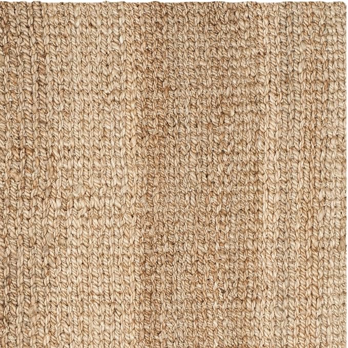SAFAVIEH Natural Fiber Collection Area Rug - 7' Square, Natural, Handmade Farmhouse Jute, Ideal for High Traffic Areas in Living Room, Bedroom (NF732A)