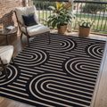 Tangsoo Modern Easy Jute 3x5 Rug for Living Room,Washable Indoor Outdoor Rugs Farmhouse Non-Slip Thin Indoor Door Mat,Black Rainbow Throw Carpet Front Porch Bedroom Patio Entryway Balcony Decor