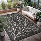 Washable Indoor Outdoor Rug 8x10 Modern Area Rugs Branch Pattern Non Shedding Waterproof Easy Clean Patio Deck Porch Living Room Bedroom Garden RV (8 X 10 Dark Gray)