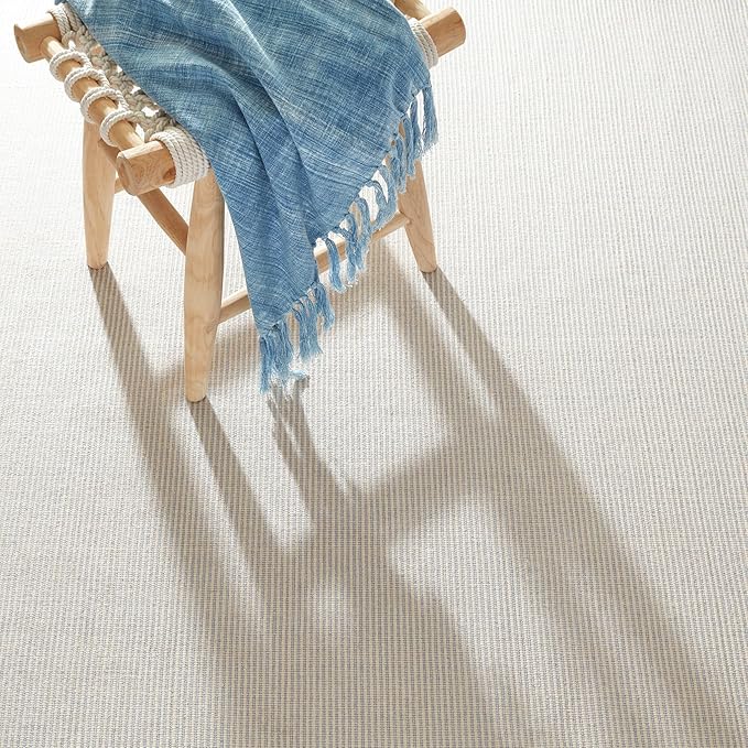 Dash & Albert Haverhill French Blue Handwoven Cotton Rug, 7.5 X 9.5 Feet, Blue/Ivory Solid Pattern