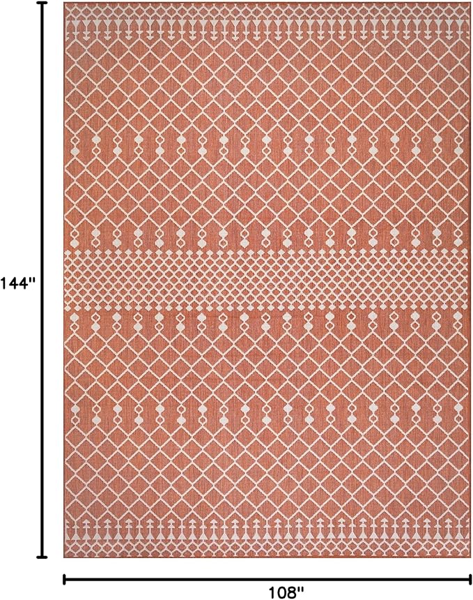 Nourison Home Positano Terracotta 9' x 12' Area Rug - Easy Clean, Non Shedding, Bed Room, Living Room, Dining Room, Kitchen (9' x 12')