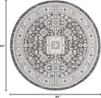 Rugs.com Outdoor Aztec Collection Rug – 8 Ft Round Charcoal Gray Flatweave Rug Perfect for Kitchens, Dining Rooms