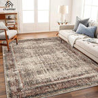 9x12 Washable Area Rug Boho Chic Medallion Distressed Design Non-Shedding Easy Care Ideal for High Traffic Areas in Rug for Living Room Bedroom Office Coffee Table Large Carpet