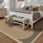 8x10 Modern Geometric Easy Jute Area Rug for Living Room Large Washable Indoor Outdoor Carpet Farmhouse Patio Office Mat Geometric Line Non Slip Black Carpet for Backyard Dining Room