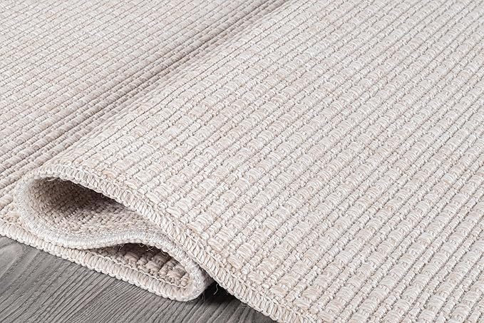 Beverly Rug Easy Jute Off White Runner Rug 2x7 Solid Washable Durable Outdoor Indoor Area Rugs for Living Dining Patio Office Stain Resistant Non Shedding Casual Indoor Outside Carpet 2 x 7 Off-White
