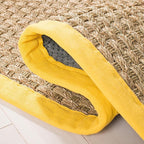 SAFAVIEH Area Rug 5x8 - Natural Fiber Collection - Natural & Gold, Seagrass, Basketweave Pattern with Border (NF114X)