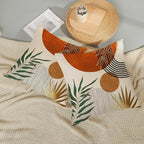 Boho Pillow Covers 20x20 Set of 2 Green Gold Orange Throw Pillows Tropical Leaves Sunset Modern Mid Century Decorative Pillowcase Outdoor Bohemian Linen Cushion Case for Couch Sofa Bed Decor