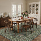 GENIMO Large 8x10 Area Rug for Living Room, Boho Floral Vintage Non-Slip Carpet, Soft Low-Pile Lightweight Indoor Rug, Stain Resistant Thin Rug for Bedroom, Dining Room, Nursery, Emerald Green