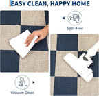 GarveeHome Checkered Easy Jute Area Rug 10x13 Machine Washable Non-Slip Stain Resistant Indoor Outdoor Rugs for Living Room, Bedroom, Kitchen, Dining, Patio Farmhouse Style Navy Blue