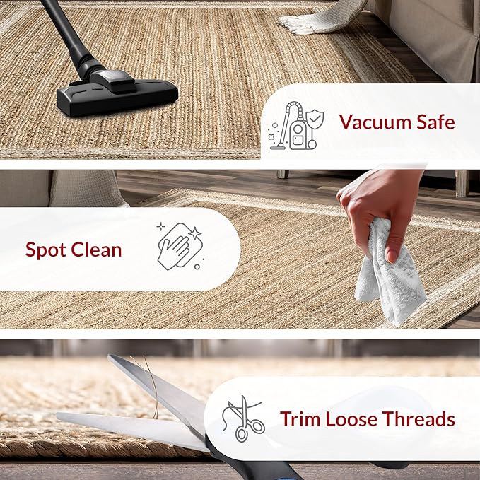 Nuloom Rikki Off-White/Natural, 2'6" x 6', Coastal Braided, Jute, Soft and Textured, High Traffic, Stain Resistant, Easy Clean, Durable Runner for Bedroom, Living Room, Dining, Foyer, Entryway