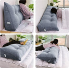 WOWMAX Triangular Headboard Pillow Bed Wedge Pillow for Headboard Full Size Wedge Pillow Headboard for Daybed Bunk Bed Large Bolster Pillow for Bed with Removable Cover, Gifts for Mom Gray
