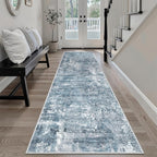 Runner Rug 2x8 Washable Non-Slip Hallway Runner Rugs for Kitchen Bathroom Laundry Room Blue/Grey Vintage Floor Carpet Runners for Hallways Entryway