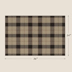 Washable 2x3 Plaid Rug Entry Way Indoor - No Shed Easy Jute Small Throw Rug for Kitchen, Non Slip Rustic Farmhouse Door Mat Indoor Entrance, Low Pile Black and Tan Checkered Buffalo Entryway Décor