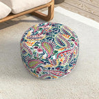 LVTXIII Indoor/Outdoor Extra Large Inflatable Ottoman Pouf D31 x H14 Inch, Round Footstool with Handle, Weather-Resistant Portable Furniture for Patio, Camping, Beach, Vigour Paisley