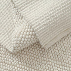 Savi Home Handwoven Wool Cotton Blend Area Rug 4x6', Textured Popcorn Braided Ivory Rug, Soft Thick Farmhouse Contemporary Living Room Carpet, Neutral Modern Decorative Floor Rug