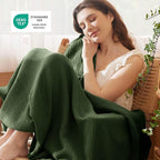 Bedsure 100% Cotton Muslin Throw Blanket Large 50x70 Inches - 4-Layer Breathable and Lightweight Thin Soft Summer Gauze Muslin Blankets for Adults, Olive Green, Boho Cotton Throw for Couch