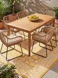 Rugs.com Outdoor Aztec Collection Rug – 8 Ft Square Yellow Flatweave Rug Perfect for Living Rooms, Kitchens, Entryways