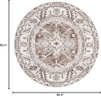 SAFAVIEH Vintage Hamadan Collection Area Rug - 6'7" Round, Brown & Ivory, Traditional Persian Design, Non-Shedding & Easy to Clean, Ideal for Living Room, Bedroom, Dining Space (VTH211T)
