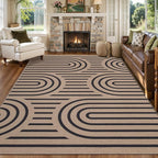 Tangsoo Modern Easy Jute Rug 5x7 Large Washable Area Rugs for Dining Room Table,Non-Slip Thin Indoor Outdoor Rug,Farmhouse Natural Rainbow Throw Mat for Living Room Backyard Patio Office Home Decor