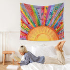 WARDOS Colorful Boho Sun Tapestry, Motivational Sunshine Tapestry Wall Hanging, Boho Abstract Sun Sunshine Wall Blanket Decor for Home Living Room Bedroom, 50x60 Inch