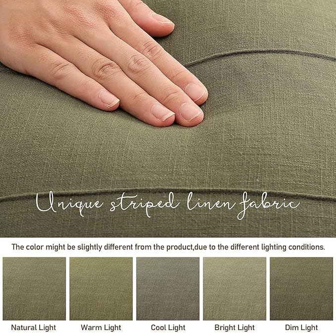 ZWJD Christmas Linen Throw Pillow Covers 26x26 Set of 2 Solid Handcrafted Striped Cushion Covers for Bed Soft Xmas Decorative Pillow Covers for Couch Bedroom Living Room Christmas Decor(Olive Green)