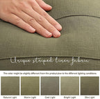 ZWJD Christmas Linen Throw Pillow Covers 16x16 Set of 2 Solid Handcrafted Striped Cushion Covers for Bed Soft Xmas Decorative Pillow Covers for Couch Bedroom Living Room Christmas Decor(Olive Green)